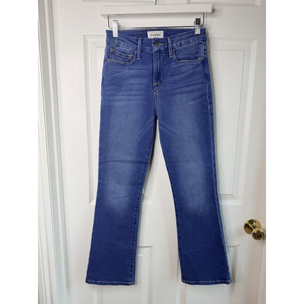 FRAME Le Crop Mini Boot Jeans Womens Size 26 Cromwell Blue Stretch